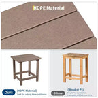 Table d'appoint d'extérieur carrée en PEHD, table de patio Adirondack durable pour la plage/véranda, résistante aux intempéries et facile à assembler