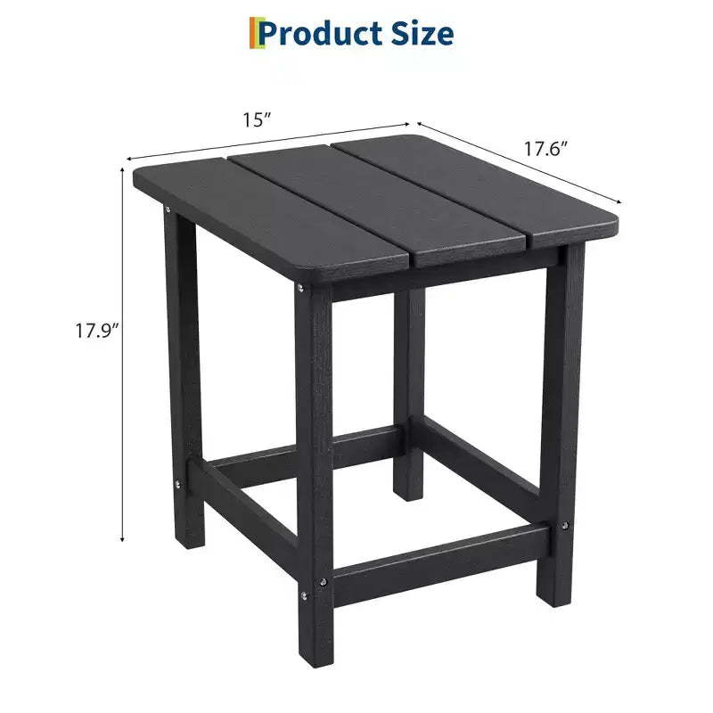 Table d'appoint d'extérieur carrée en PEHD, table de patio Adirondack durable pour la plage/véranda, résistante aux intempéries et facile à assembler