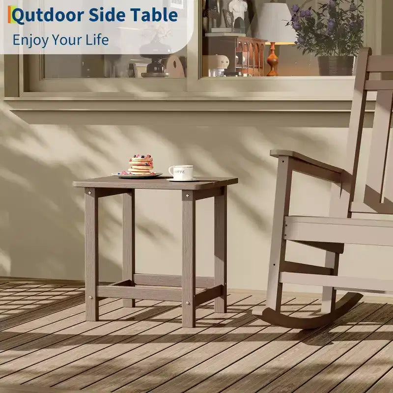 Table d'appoint d'extérieur carrée en PEHD, table de patio Adirondack durable pour la plage/véranda, résistante aux intempéries et facile à assembler