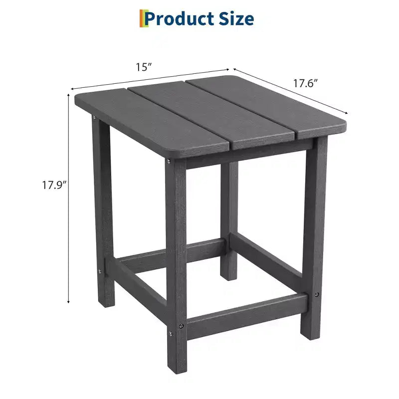 Table d'appoint d'extérieur carrée en PEHD, table de patio Adirondack durable pour la plage/véranda, résistante aux intempéries et facile à assembler