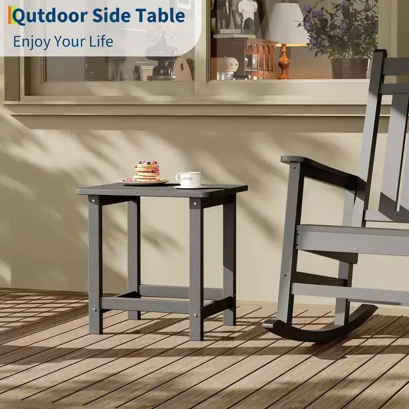 Table d'appoint d'extérieur carrée en PEHD, table de patio Adirondack durable pour la plage/véranda, résistante aux intempéries et facile à assembler