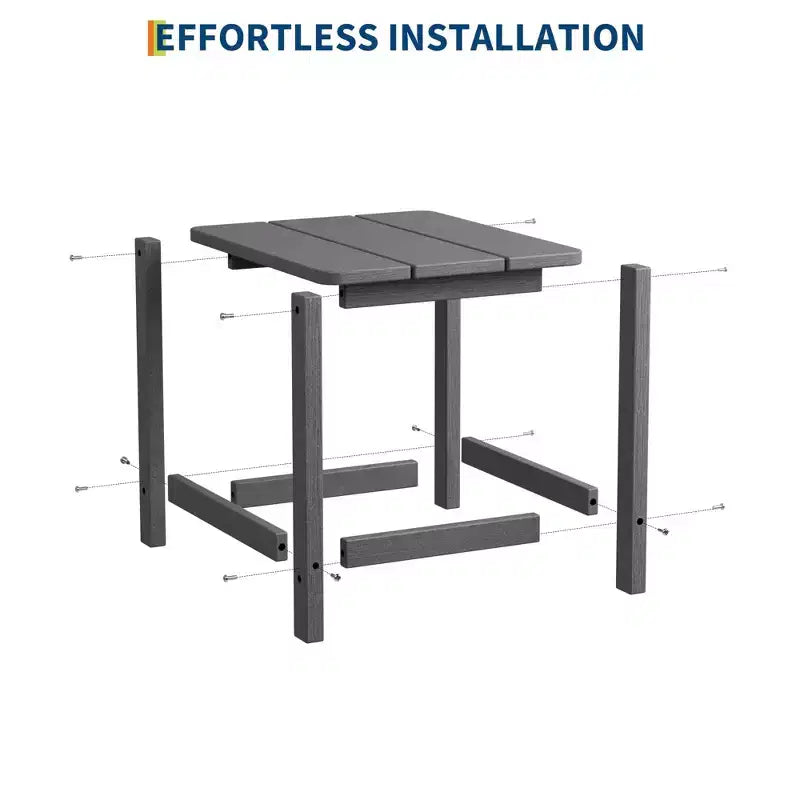 Table d'appoint d'extérieur carrée en PEHD, table de patio Adirondack durable pour la plage/véranda, résistante aux intempéries et facile à assembler