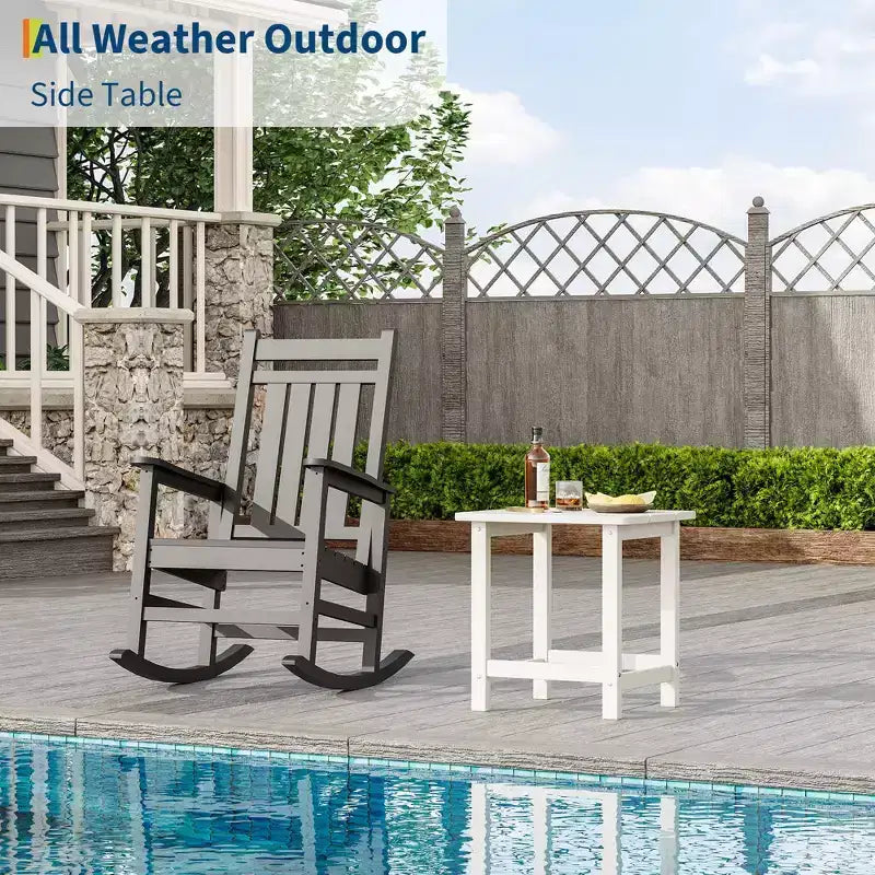 Table d'appoint d'extérieur carrée en PEHD, table de patio Adirondack durable pour la plage/véranda, résistante aux intempéries et facile à assembler