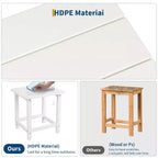Table d'appoint d'extérieur carrée en PEHD, table de patio Adirondack durable pour la plage/véranda, résistante aux intempéries et facile à assembler