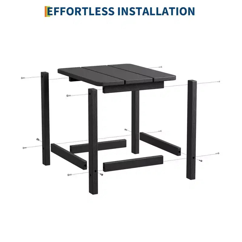 Table d'appoint d'extérieur carrée en PEHD, table de patio Adirondack durable pour la plage/véranda, résistante aux intempéries et facile à assembler