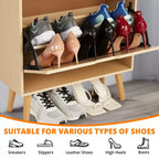 Meuble à chaussures, Organisateur de rangement étroit à 3 niveaux Panneau avant en rotin tressé Banc à chaussures peu encombrant pour l'entrée Idéal pour les couloirs et les porches
