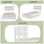 Cadre de lit en bois massif Karl Home, lit double avec tête de lit incluse, lit moderne du milieu du siècle, blanc