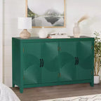 Meuble console de rangement GDFStudio Rhodes mi-siècle moderne en bois de sapin de 150 cm avec 4 portes