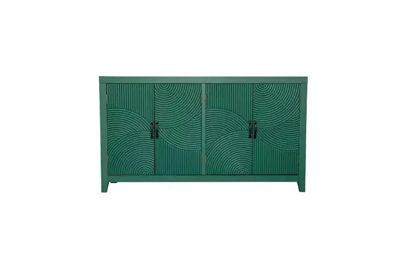 Meuble console de rangement GDFStudio Rhodes mi-siècle moderne en bois de sapin de 150 cm avec 4 portes