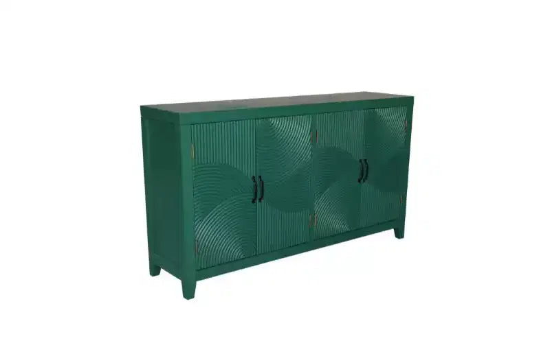 Meuble console de rangement GDFStudio Rhodes mi-siècle moderne en bois de sapin de 150 cm avec 4 portes