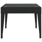 Table d'appoint en rotin PE noir, acier thermolaqué, verre trempé