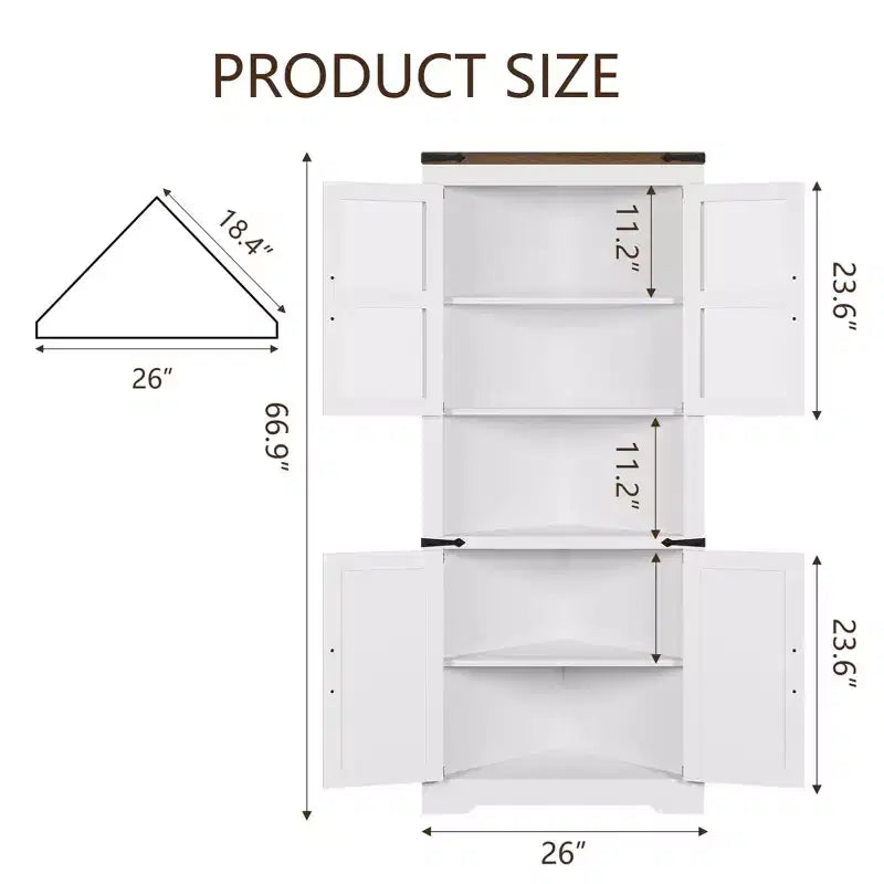 Meuble d'angle de ferme, Meuble de rangement d'angle haut avec porte vitrée et étagères réglables, Meuble de salle de bain avec rangement pour salon, salle de bain