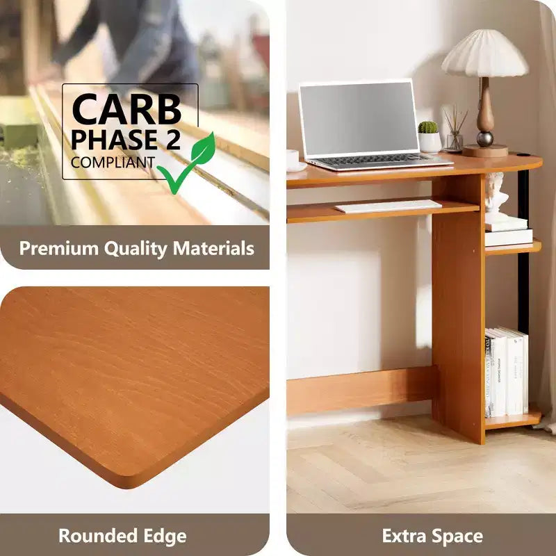 HOMLUX Bureau d'ordinateur large de 15 po avec plateau à clavier et 2 compartiments