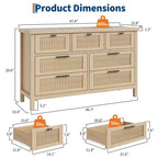 Commode à 7 tiroirs GustoWave avec façades texturées, meuble TV pour téléviseurs jusqu'à 65", pour grand coffre de rangement pour chambre, salon, entrée