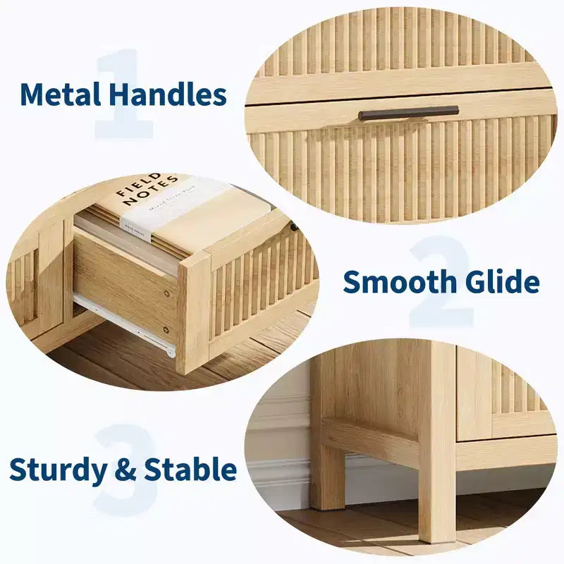 Commode à 7 tiroirs GustoWave avec façades texturées, meuble TV pour téléviseurs jusqu'à 65", pour grand coffre de rangement pour chambre, salon, entrée