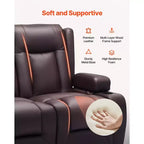VEVOR Canapé inclinable causeuse, canapé inclinable électrique avec chauffage et massage et minuterie, canapé inclinable électrique en cuir PU avec ports USB, porte-gobelets, marron