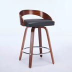MAYEERTY Tabourets de bar pivotants - Dossier bas, cadre en bois, coussin moelleux, hauteur d'assise de 63,5 cm, lot de 2