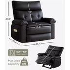 Fauteuil inclinable surdimensionné, canapé inclinable manuel pour adultes, rembourrage en éponge 1,5X, canapé simple ergonomique, porte-gobelets, pour salon
