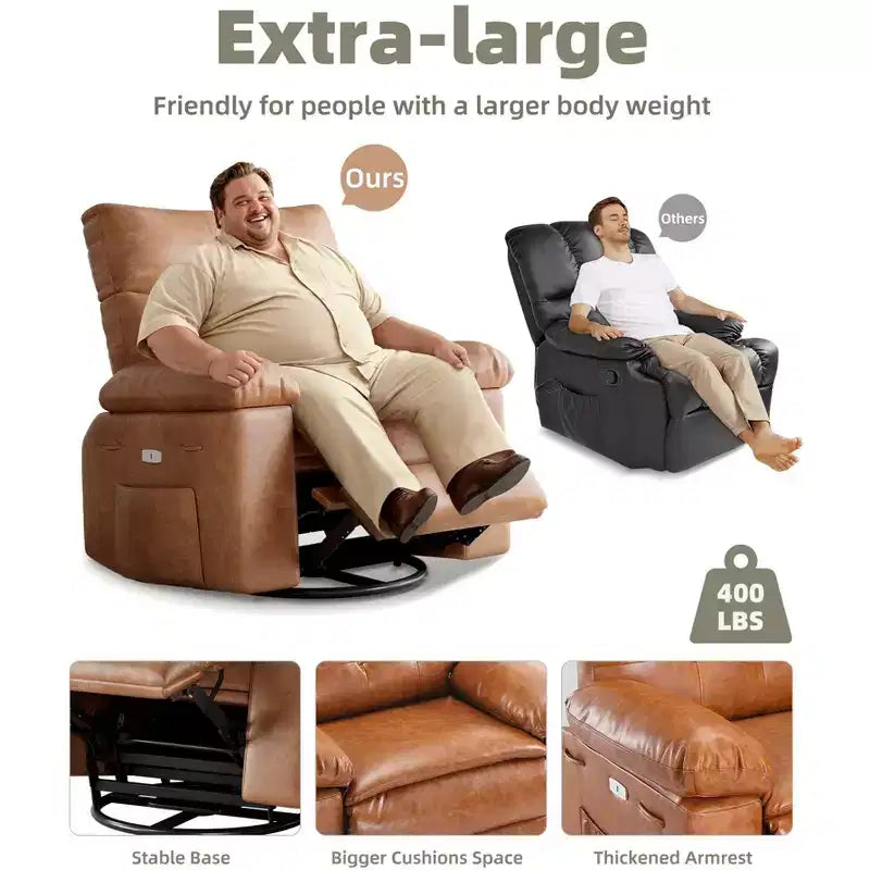 Fauteuil inclinable surdimensionné, canapé inclinable manuel pour adultes, rembourrage en éponge 1,5X, canapé simple ergonomique, porte-gobelets, pour salon