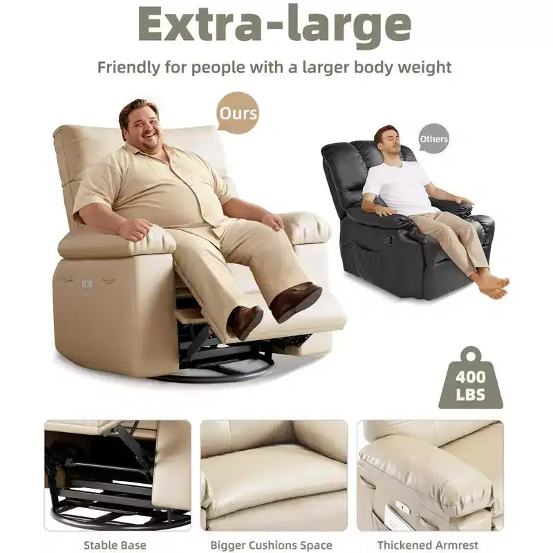 Fauteuil inclinable surdimensionné, canapé inclinable manuel pour adultes, rembourrage en éponge 1,5X, canapé simple ergonomique, porte-gobelets, pour salon
