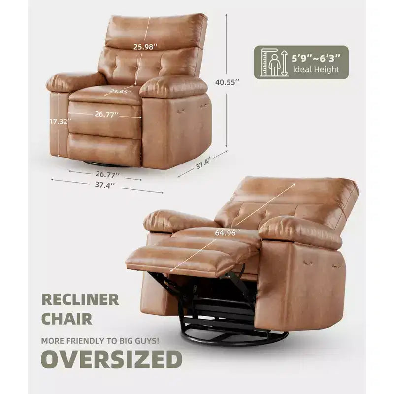 Fauteuil inclinable surdimensionné, canapé inclinable manuel pour adultes, rembourrage en éponge 1,5X, canapé simple ergonomique, porte-gobelets, pour salon