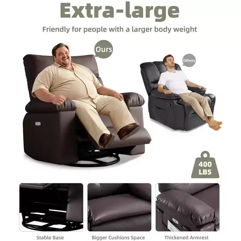 Fauteuil inclinable surdimensionné, canapé inclinable manuel pour adultes, rembourrage en éponge 1,5X, canapé simple ergonomique, porte-gobelets, pour salon