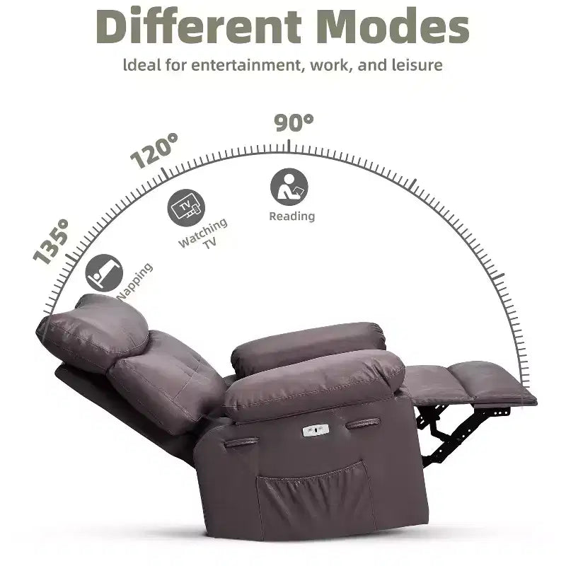 Fauteuil inclinable surdimensionné, canapé inclinable manuel pour adultes, rembourrage en éponge 1,5X, canapé simple ergonomique, porte-gobelets, pour salon