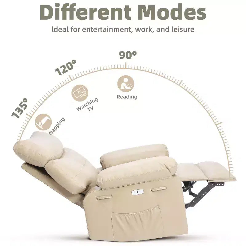 Fauteuil inclinable surdimensionné, canapé inclinable manuel pour adultes, rembourrage en éponge 1,5X, canapé simple ergonomique, porte-gobelets, pour salon