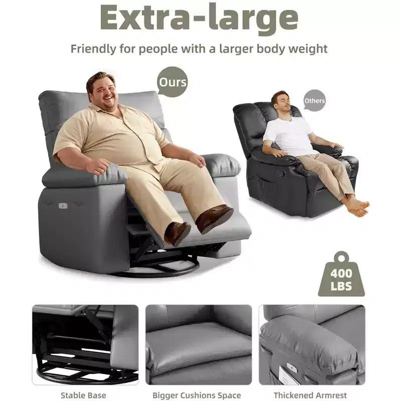 Fauteuil inclinable surdimensionné, canapé inclinable manuel pour adultes, rembourrage en éponge 1,5X, canapé simple ergonomique, porte-gobelets, pour salon