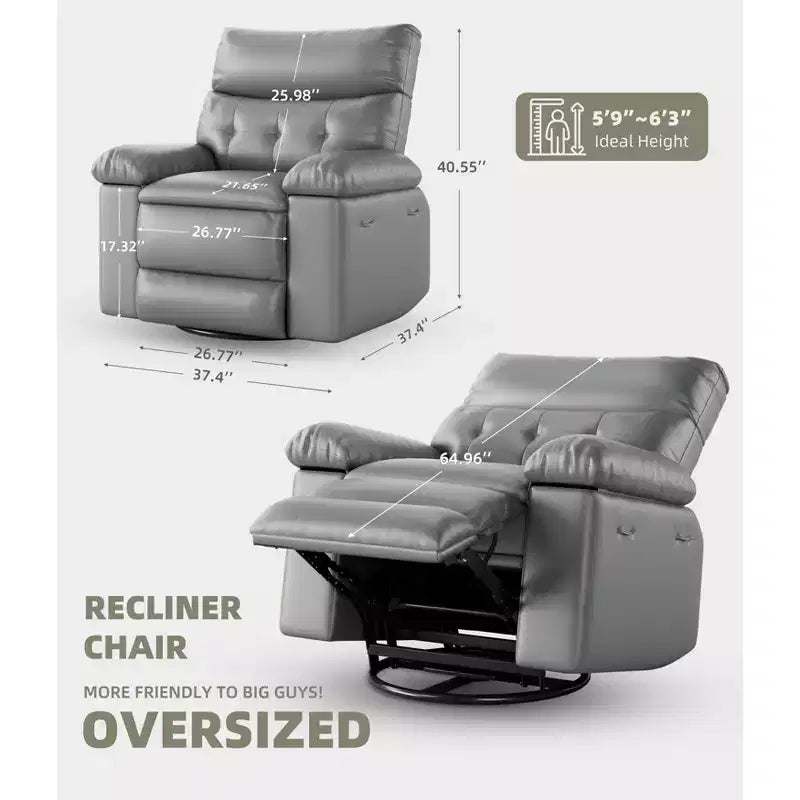 Fauteuil inclinable surdimensionné, canapé inclinable manuel pour adultes, rembourrage en éponge 1,5X, canapé simple ergonomique, porte-gobelets, pour salon