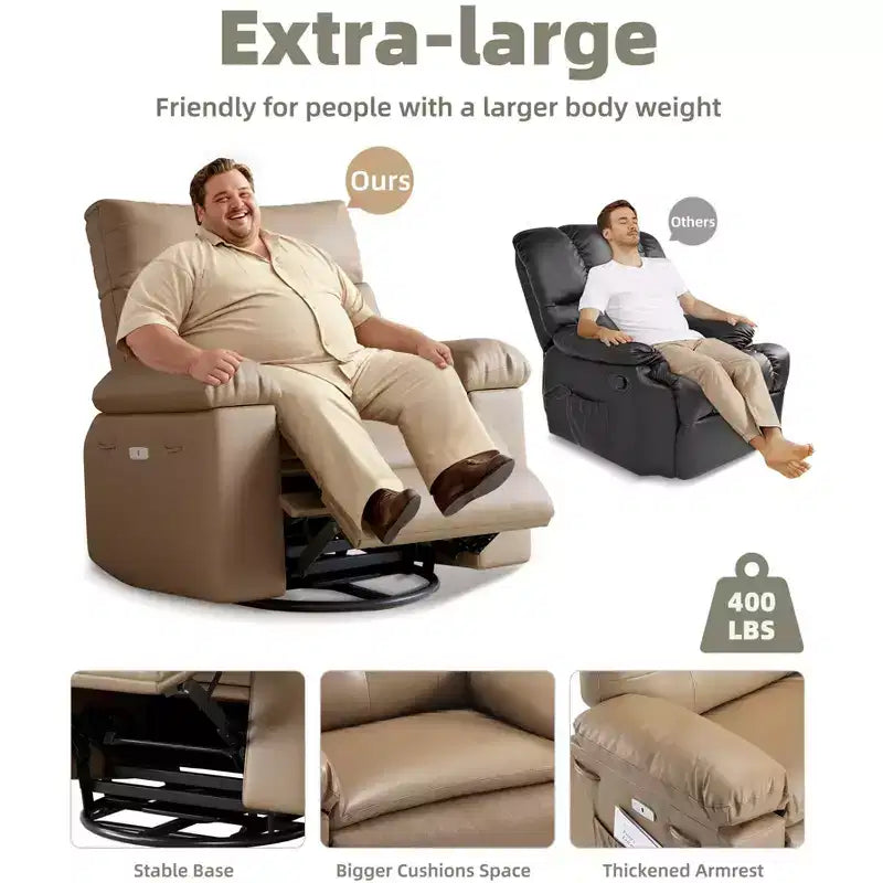 Fauteuil inclinable surdimensionné, canapé inclinable manuel pour adultes, rembourrage en éponge 1,5X, canapé simple ergonomique, porte-gobelets, pour salon