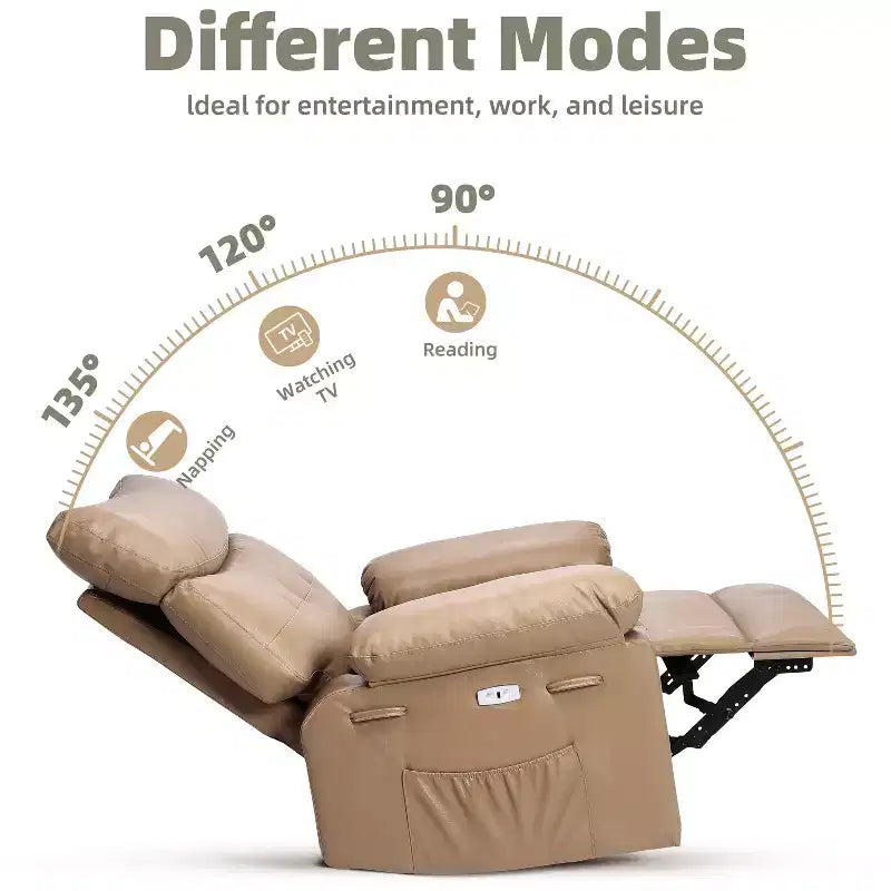 Fauteuil inclinable surdimensionné, canapé inclinable manuel pour adultes, rembourrage en éponge 1,5X, canapé simple ergonomique, porte-gobelets, pour salon