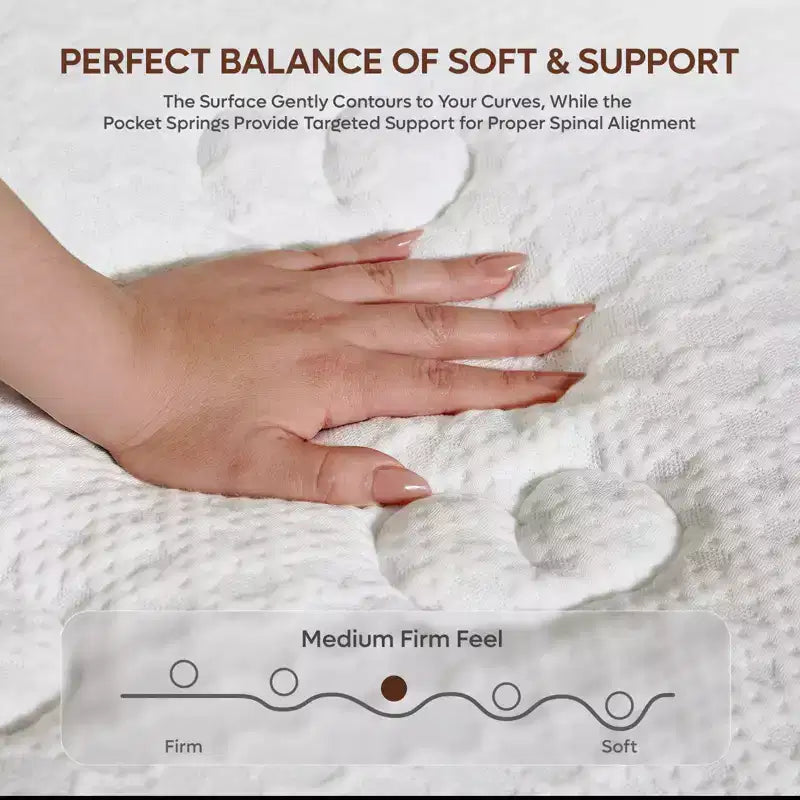 Matelas hybride Tencel de 12 pouces, taille double, mousse à mémoire de forme rafraîchissante et couche moelleuse, livré dans une boîte