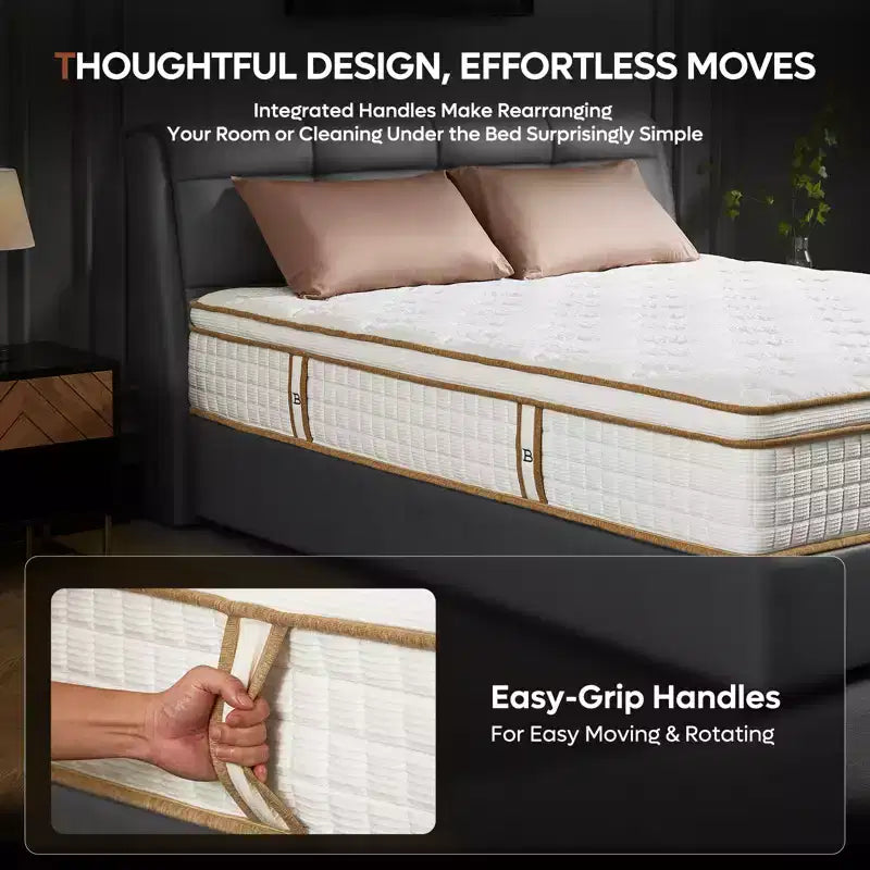 Matelas hybride Tencel de 12 pouces, taille double, mousse à mémoire de forme rafraîchissante et couche moelleuse, livré dans une boîte