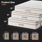 Matelas hybride Tencel de 12 pouces, taille double, mousse à mémoire de forme rafraîchissante et couche moelleuse, livré dans une boîte