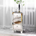 Bonnlo 3-Drawer Mirrored Nightstand End Table Bedside Table for Bedroom, Living Room, Silver, 11.7 L x 11.8 W x 23.8 H
