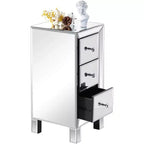 Bonnlo Table de chevet miroir à 3 tiroirs pour chambre à coucher, salon, argent, 11,7 L x 11,8 l x 23,8 H