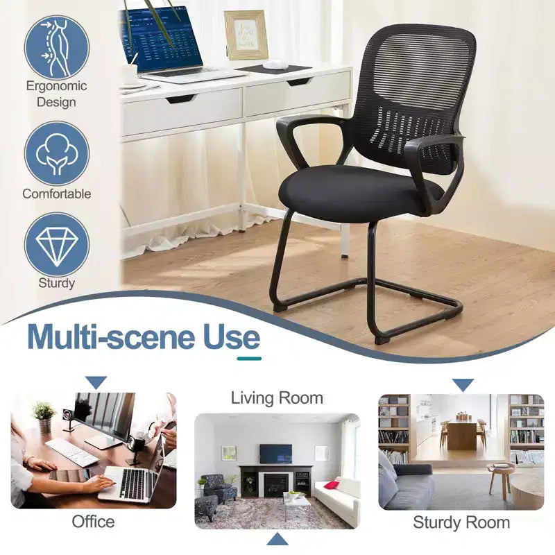 Chaise de bureau ergonomique Okak avec assise rembourrée, chaise d'ordinateur avec accoudoirs et soutien lombaire, chaise de bureau pour salle de lecture, bureau