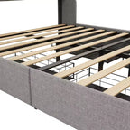 Cadre de lit double LED métallique, tête de lit en forme d'ailes + 4 tiroirs, une nouvelle expérience de rangement multifonctionnelle.