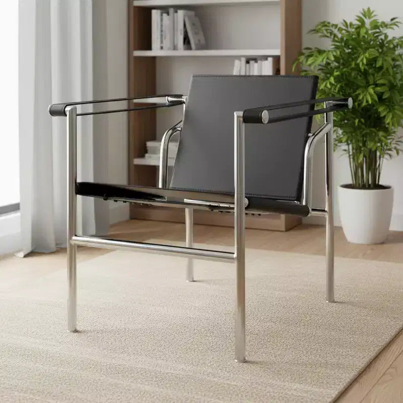 HomeRoots Fauteuil en acier inoxydable argenté 24 po