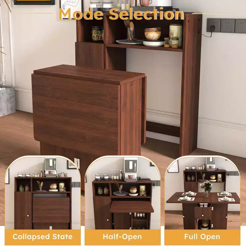 Table à manger pliante peu encombrante avec buffet mural et rangement pour petits espaces, table à manger à abattants