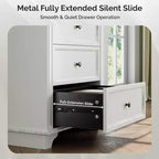 Commode haute VINGLI avec 5 tiroirs, commode en bois blanc pour chambre à coucher