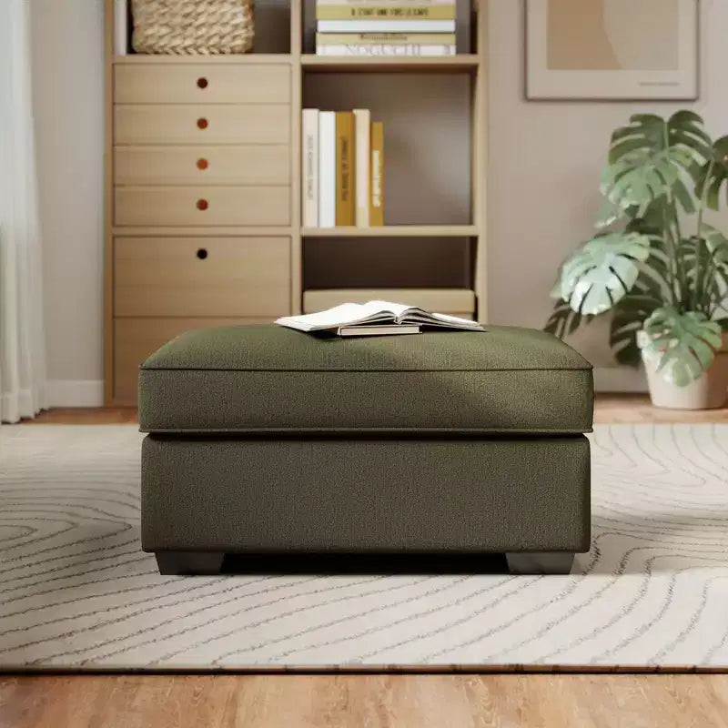 Pouf de salon Marvella de Roundhill Furniture avec revêtement en chenille Mosswood