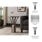 Table d'appoint, guéridon ou table de chevet pour la maison – Plateau élégant en marbre avec piédestal cylindrique en pierre pour grands ou petits espaces – Bronze et cuivre 24