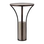 Table d'appoint, guéridon ou table de chevet pour la maison – Plateau élégant en marbre avec piédestal cylindrique en pierre pour grands ou petits espaces – Bronze et cuivre 24