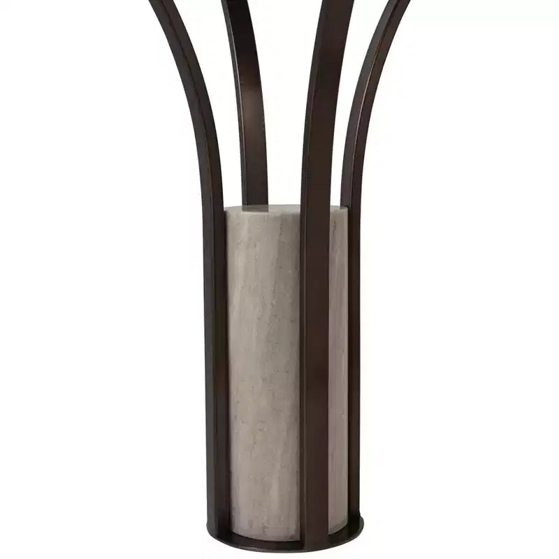 Table d'appoint, guéridon ou table de chevet pour la maison – Plateau élégant en marbre avec piédestal cylindrique en pierre pour grands ou petits espaces – Bronze et cuivre 24