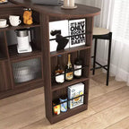 Meuble de salle à manger hauteur comptoir avec rangement, porte en verre cannelé et plateau rotatif à 3 étagères, meuble de bar moderne pour salle à manger et salon