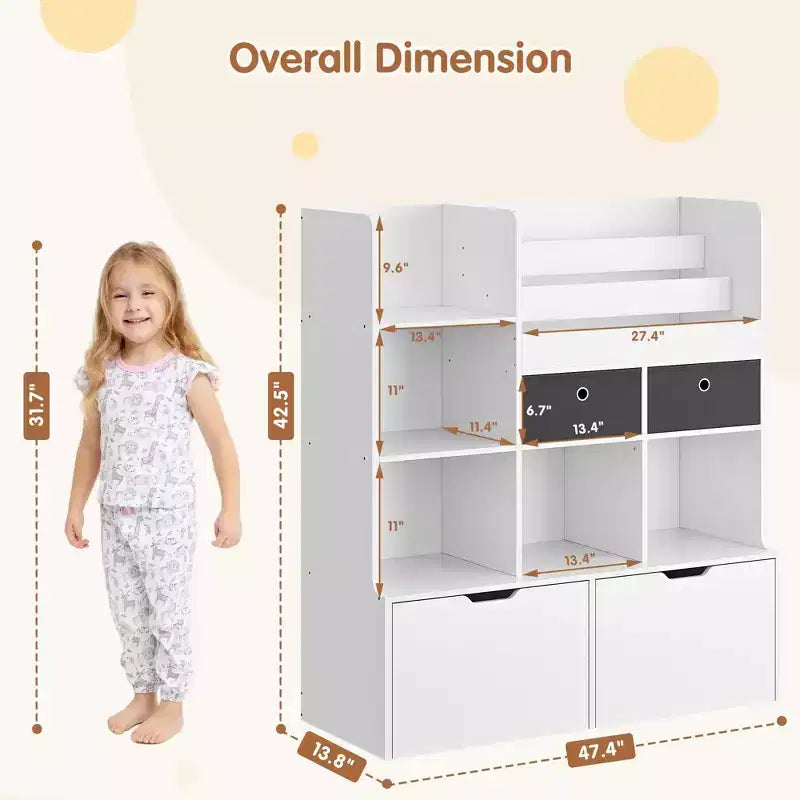 Meuble de Rangement pour Enfants, Bibliothèque en Bois avec 4 Tiroirs, Étagère de Rangement, Organisateur de Boîtes de Rangement pour Tout-petits pour Chambre, Salle de Jeux, Chambre d'Enfant