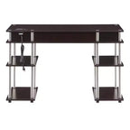 HomeStock HomeStock Bureau étudiant sans outils avec station de charge et étagères, Espresso