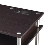 HomeStock HomeStock Bureau étudiant sans outils avec station de charge et étagères, Espresso